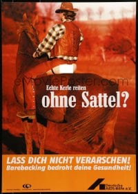 5z651 ECHTE KERLE REITEN OHNE SATTEL 17x24 German special poster 2000s HIV/AIDS, riding bareback!