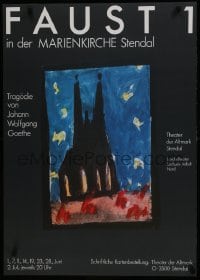 5z427 FAUST 24x33 German stage poster 1970s different, cool art of a cathedral by Erhard Gruttner!