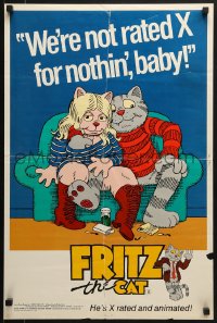 5z663 FRITZ THE CAT 18x27 special poster 1972 Ralph Bakshi sex cartoon, he's not x-rated for nothin'!