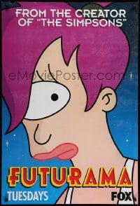 5z838 FUTURAMA tv poster 1999 Matt Groening, cool close-up portrait of one-eyed Leela!