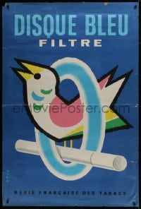 5z170 GAULOISES 40x59 French advertising poster 1950s Gauloise Disque Bleu, Stis art of bird!