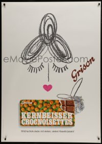 5z171 GRISON 36x51 Swiss advertising poster 1966 Gaspare Honegger art of woman over chocolates!