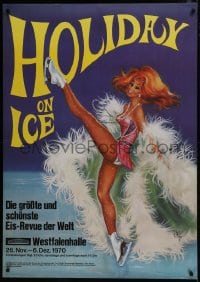 5z066 HOLIDAY ON ICE 33x47 German special poster 1970s artwork of sexy half-dressed figure skater!
