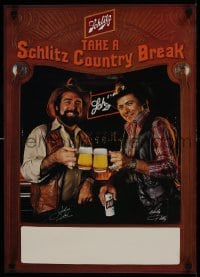 5z536 SCHLITZ 17x24 advertising poster 1982 Johnny Lee & Mickey Gilley, a country break!
