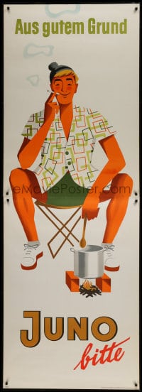 5z182 JUNO camp style litfass 33x94 German advertising poster 1950s Walter Muller smoking art!