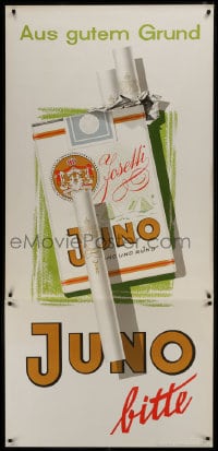 5z194 JUNO package style 33x70 German advertising poster 1950s Walter Muller smoking art!