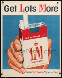 5z523 L&M vertical 18x23 advertising poster 1950s get lots more from cigarettes with miracle tip!