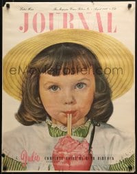 5z705 LADIES' HOME JOURNAL 22x28 special poster 1947 great close-up of child with milkshake, August!