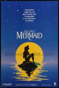 5z724 LITTLE MERMAID 18x26 special poster 1989 Ariel in moonlight, Disney underwater cartoon!