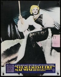 5z398 MAE WEST 22x28 music poster 1973 sexy seated full-length in white fur coat & jewelry!