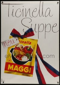 5z211 MAGGI 36x51 Swiss advertising poster 1960 Looser art of the seasoning with ribbon attached!