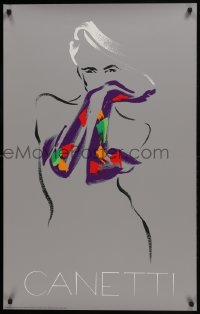 5z346 MICHEL CANETTI 25x40 French art print 1989 incredibly sexy art of woman with colorful arms!