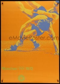 5z076 OLYMPISCHE SPIELE MUNCHEN 1972 33x47 German special poster 1971 wrestlers by Erich Baumann!