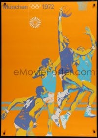 5z074 OLYMPISCHE SPIELE MUNCHEN 1972 33x47 German special poster 1971 basketball art by Muhlberger!