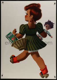5z216 PERSIL 36x51 Swiss advertising poster 1946 child with doll and basket by Donald Brun!