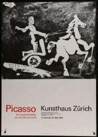 5z077 PICASSO 36x51 Swiss special poster 1968 wild chariot and horse art by the master!