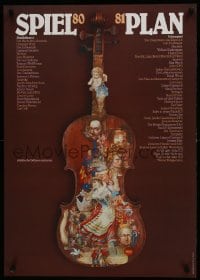 5z458 SPIEL PLAN 24x33 German stage poster 1980 artwork of a violin by Holger Matthies!