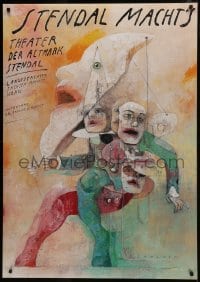 5z047 STENDAL MACHT'S 33x47 German stage poster 1990s wild Wiktor Sadowski art of clowns!