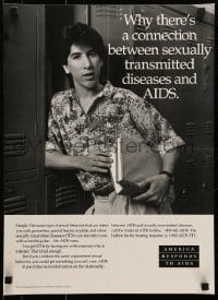 5z825 WHY THERE'S A CONNECTION 16x22 special poster 1980s between STD's and HIV/AIDS!