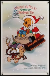 5z845 WINNIE THE POOH & CHRISTMAS TOO tv poster 1991 great image of him as Santa with Piglet!