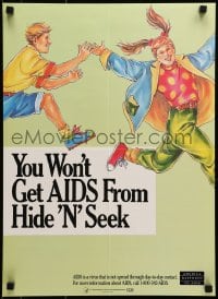 5z830 YOU WON'T GET AIDS FROM HIDE 'N' SEEK 16x22 special poster 1990s HIV not spread by regular contact!