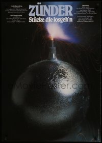 5z463 ZUNDER 24x33 German stage poster 1970s wild artwork of a bomb with lit fuse by Matthies!