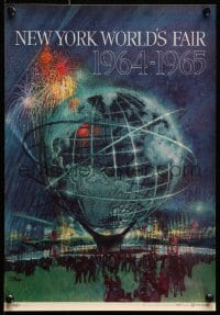 5z261 NEW YORK WORLD'S FAIR 11x16 travel poster 1961 art of the Unisphere & fireworks by Bob Peak!