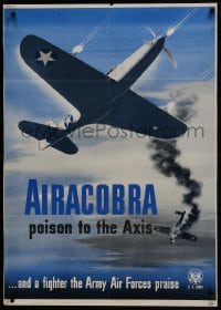 5z297 AIRACOBRA 28x39 WWII war poster 1943 striking art of the Bell P-39 in fighter plane action!