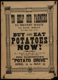 5z282 BUY & EAT POTATOES NOW 21x29 WWI war poster 1918 win the war, New Hampshire Potato Drive!