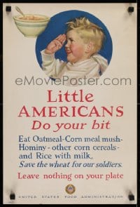 5z288 LITTLE AMERICANS DO YOUR BIT 14x21 WWI war poster 1917 Cushman Parker art of child saluting!