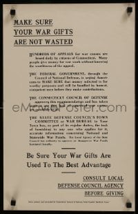 5z311 MAKE SURE YOUR WAR GIFTS ARE NOT WASTED 14x22 WWI war poster 1918 use them to best advantage!