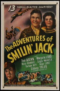 6a199 ADVENTURES OF SMILIN' JACK linen 1sh 1942 comic strip character, entire serial, color, rare!