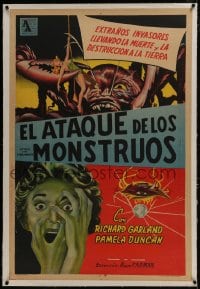 6a136 ATTACK OF THE CRAB MONSTERS/NOT OF THIS EARTH linen Argentinean 1957 Roger Corman, rare!