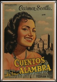 6a138 CUENTOS DE LA ALAMBRA linen Argentinean 1950 head & shoulders art of beautiful Carmen Sevilla!