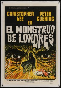 6a142 I, MONSTER linen Argentinean 1974 Christopher Lee & Peter Cushing, Jekyll & Hyde, cool art!