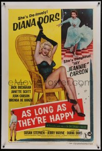 6a206 AS LONG AS THEY'RE HAPPY linen 1sh 1957 sexy Diana Dors barely dressed in wicker chair!
