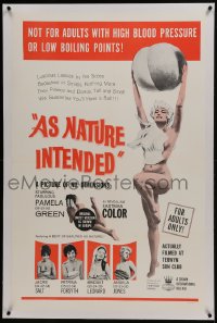 6a207 AS NATURE INTENDED linen 1sh 1963 a picture of nu-- dimensions filmed at a nudist colony!