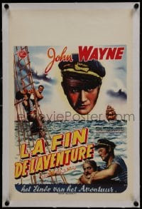 6a151 ADVENTURE'S END linen Belgian 1950s sailor John Wayne w/ sideburns fighting on ship, Bos art!