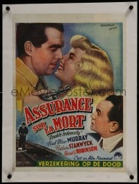 6a155 DOUBLE INDEMNITY linen Belgian 1945 Billy Wilder, Barbara Stanwyck, Fred MacMurray, Robinson