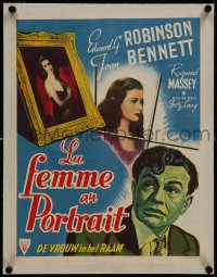 6a167 WOMAN IN THE WINDOW linen Belgian 1947 Fritz Lang, Edward G. Robinson, pretty Joan Bennett!