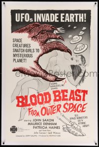 6a222 BLOOD BEAST FROM OUTER SPACE linen 1sh 1966 UFOs invade Earth, creatures snatch sexy girls!