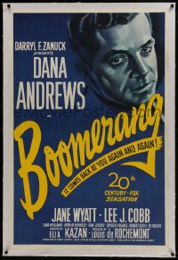 6a225 BOOMERANG linen 1sh 1947 great close up art of Dana Andrews, Elia Kazan film noir!