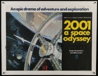 6a172 2001: A SPACE ODYSSEY linen British quad 1968 Stanley Kubrick, McCall space wheel art, rare!