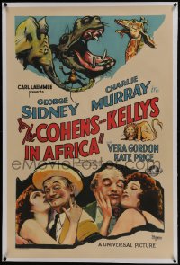 6a246 COHENS & THE KELLYS IN AFRICA linen 1sh 1930 George Sidney & Charlie Murray with girls, rare!