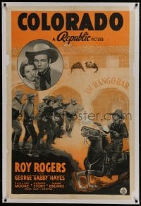 6a247 COLORADO linen 1sh 1940 cowboy Roy Rogers with Gabby Hayes & with Pauline Moore in inset!