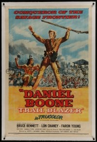 6a262 DANIEL BOONE TRAIL BLAZER linen 1sh 1956 Bruce Bennett, conqueror of the savage frontier!
