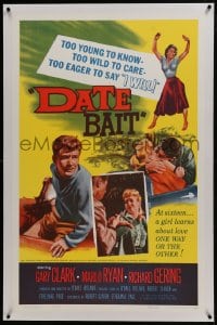 6a264 DATE BAIT linen 1sh 1960 teens too young to know, too wild to care & too eager to say I WILL!