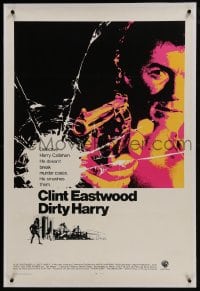 6a270 DIRTY HARRY linen int'l 1sh 1971 art of Clint Eastwood pointing his .44 magnum, Don Siegel!
