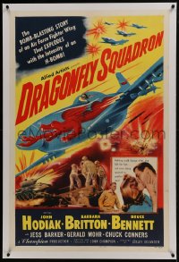 6a276 DRAGONFLY SQUADRON linen 1sh 1953 cool art of airplane with huge red firebreathing dragon!