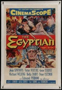 6a279 EGYPTIAN linen 1sh 1954 Michael Curtiz, art of Jean Simmons, Victor Mature & Gene Tierney!